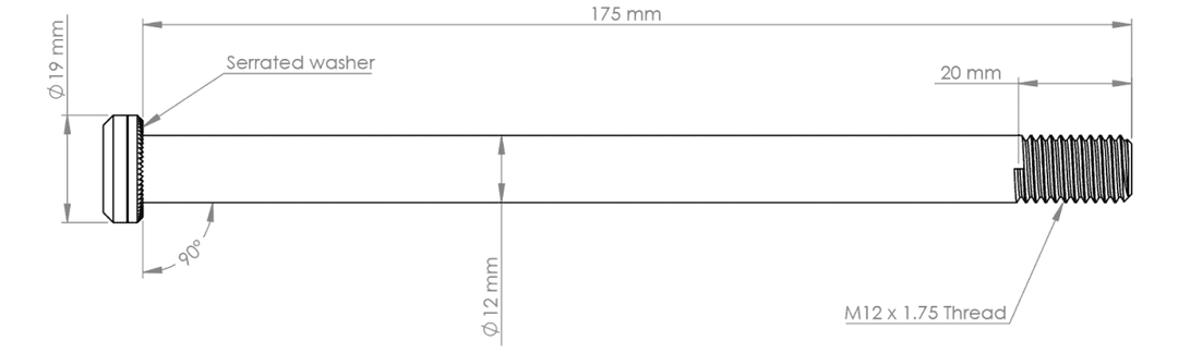 Burgtec Rear Axle - 174mm x 12mm 1.75mm Pitch