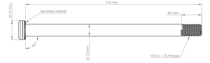 Burgtec Rear Axle - 174mm x 12mm 1.75mm Pitch