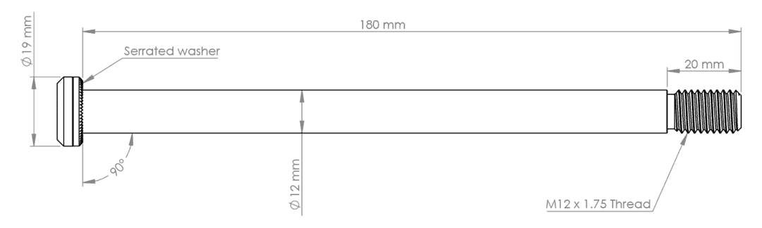 Burgtec Rear Axle - 180mm x 12mm 1.75mm Pitch