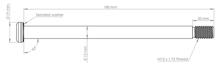 Burgtec Rear Axle - 180mm x 12mm 1.75mm Pitch