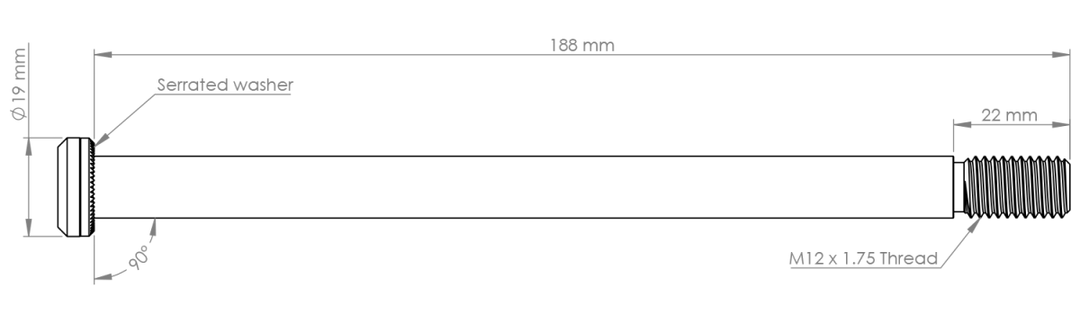Burgtec Rear Axle - 188mm x 12mm 1.75mm Pitch