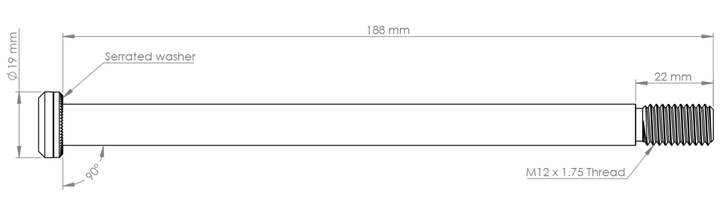 Burgtec Rear Axle - 188mm x 12mm 1.75mm Pitch