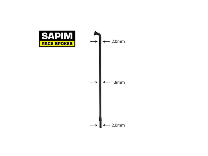 Sapim Race Eker J-Bend 2,0/1,8/2,0mm 14G - Svart